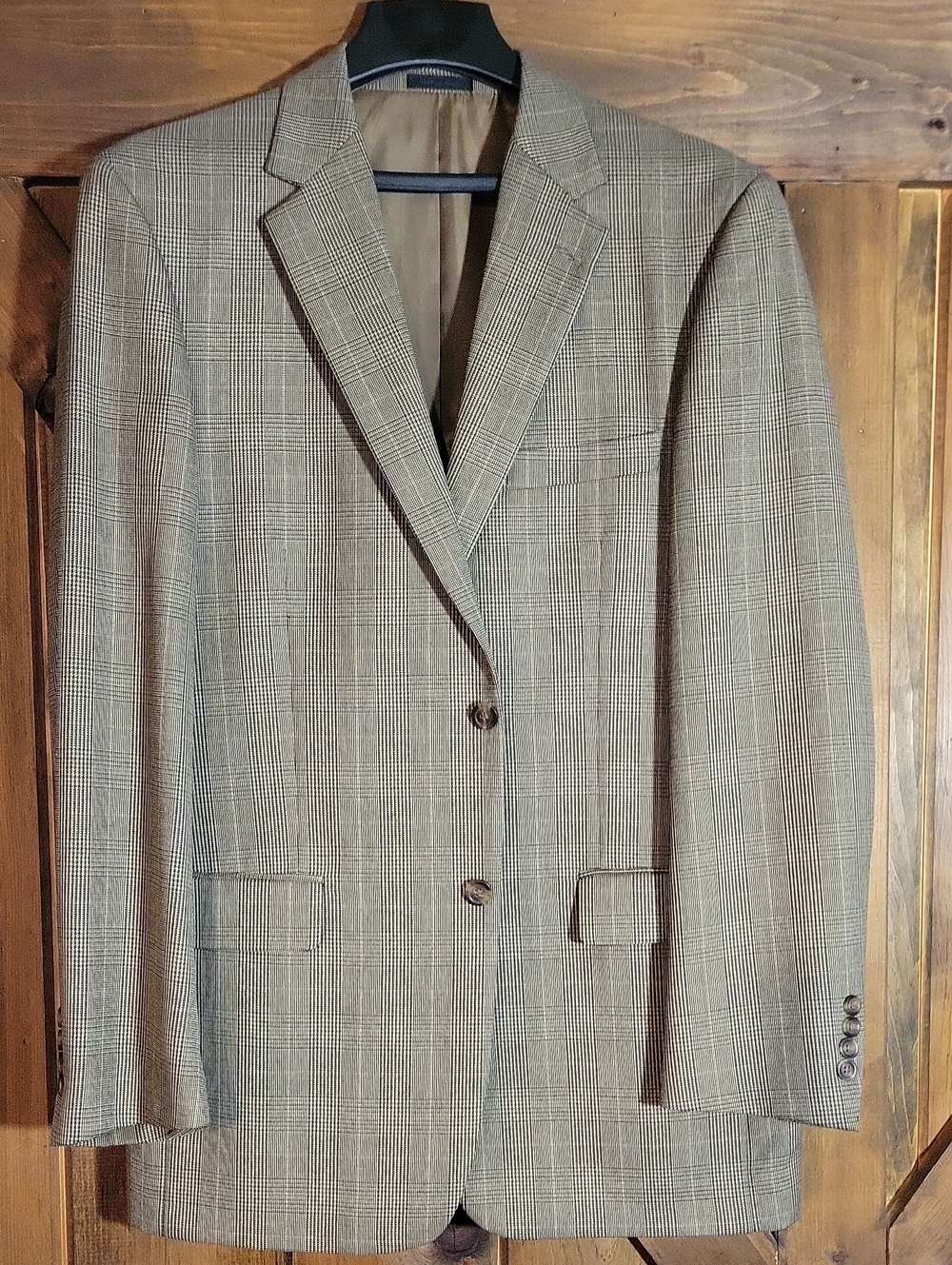 Oleg Cassini Taupe Glen Plaid Sport Coat